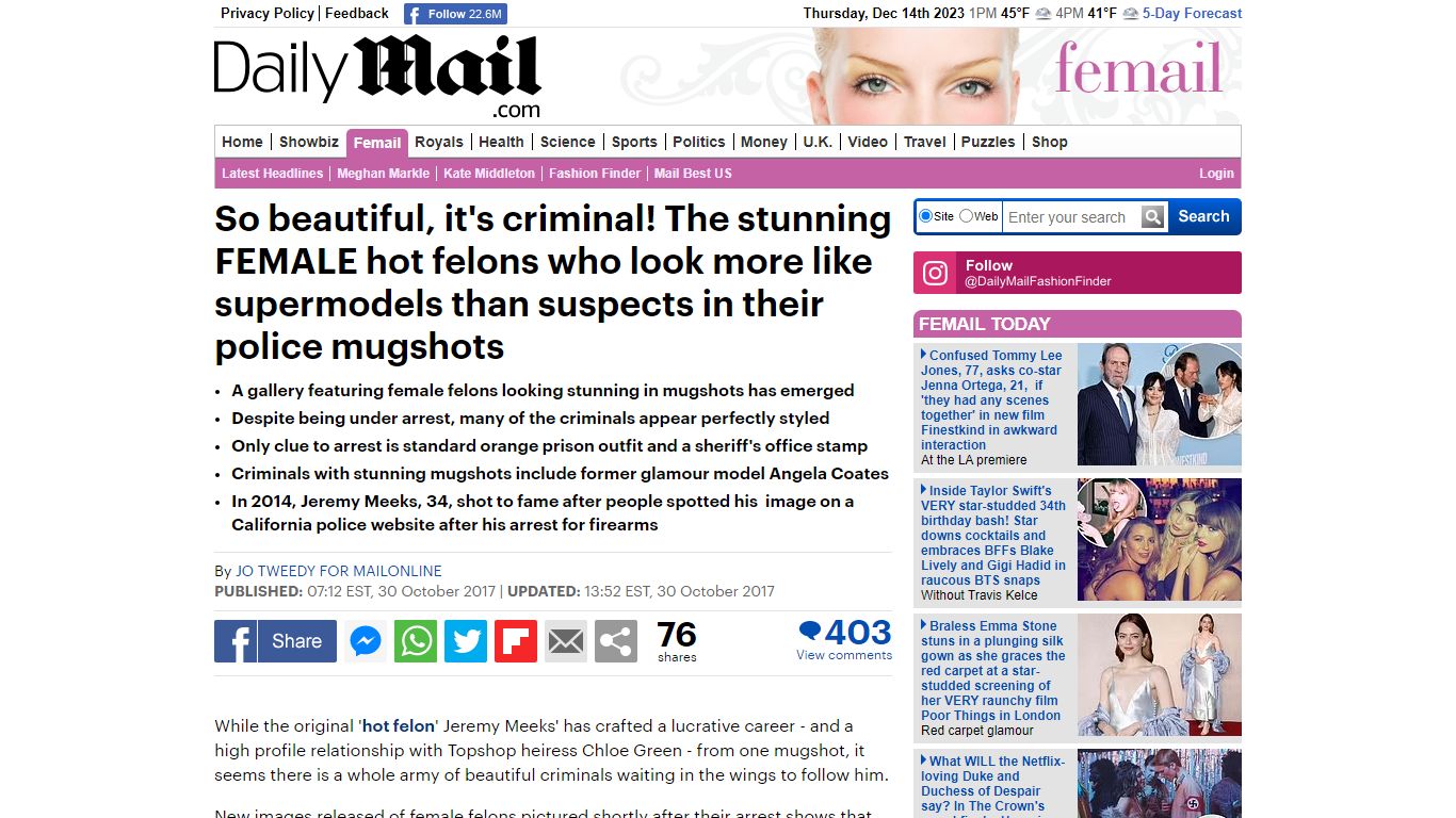 Female felons who look hot in their mugshots | Daily Mail Online