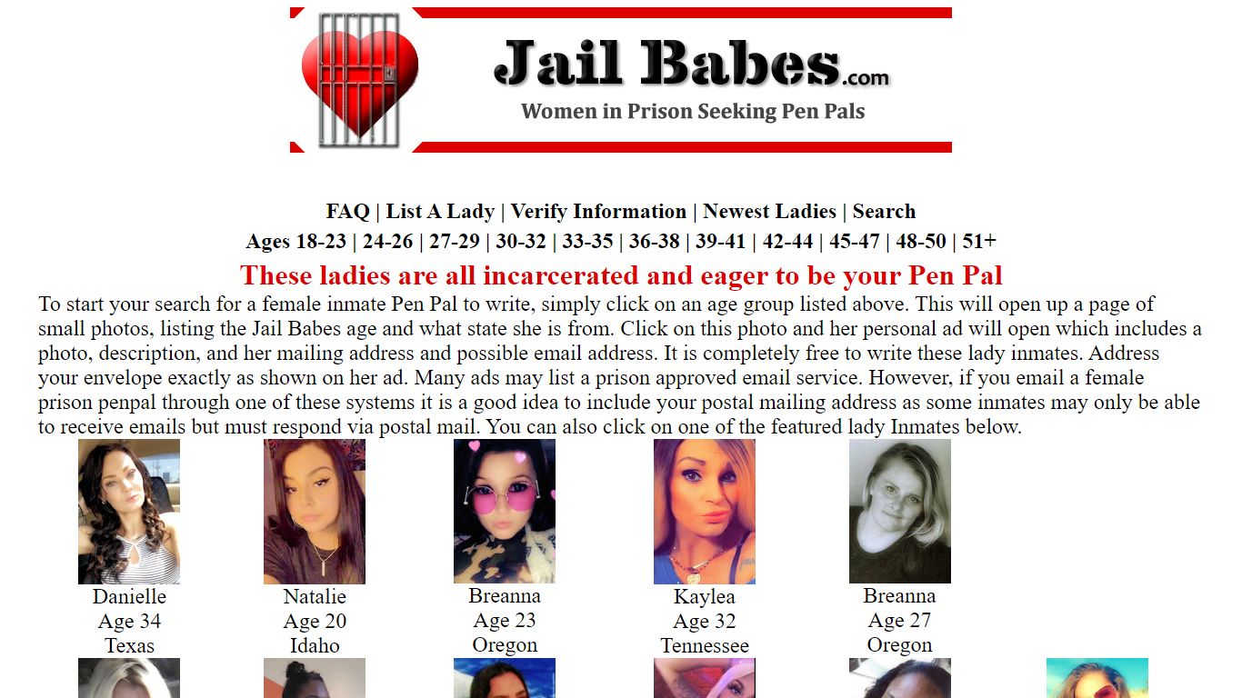 Female Inmates Desire Pen Pals - Jail Babes.com